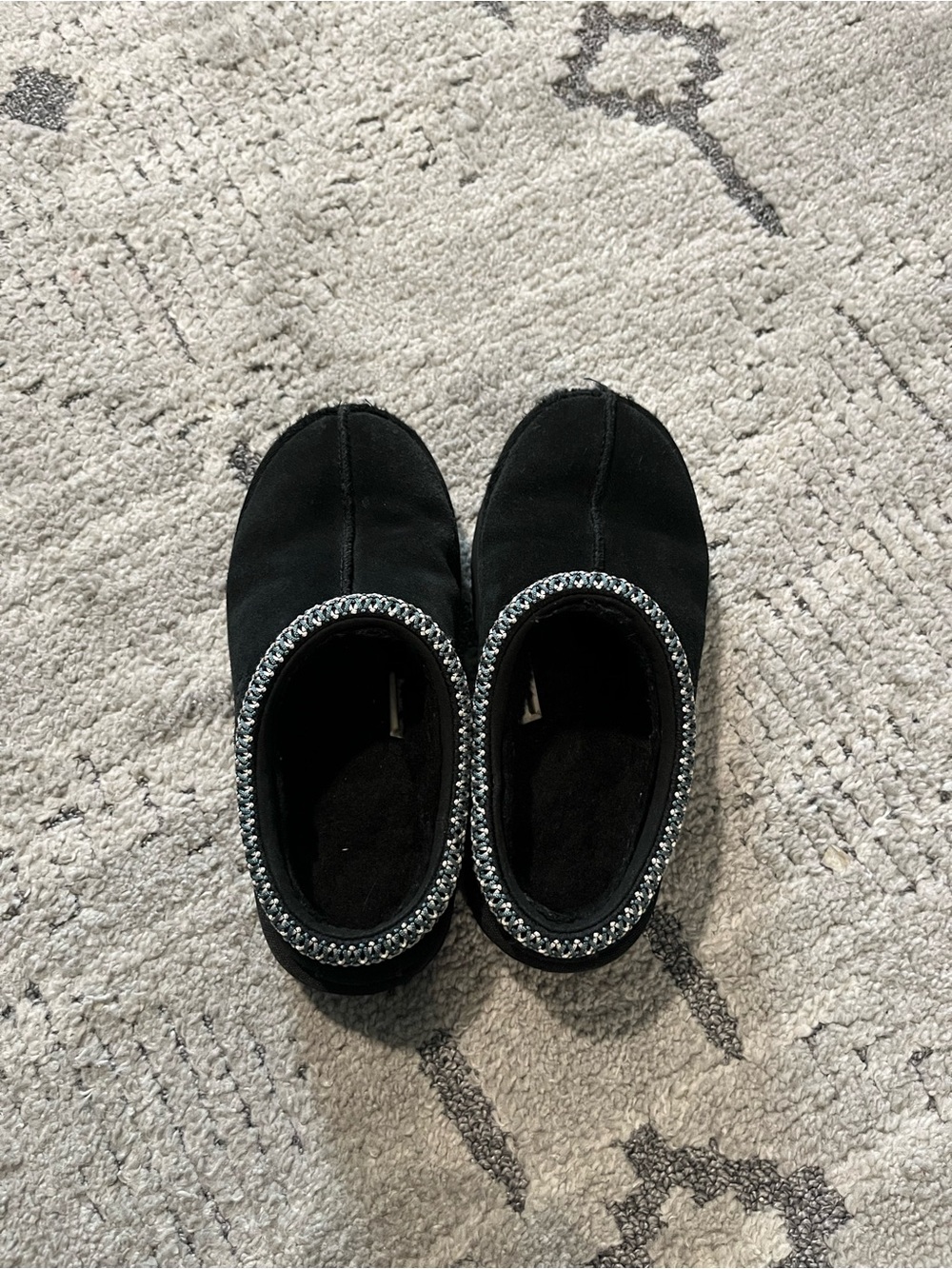 UGG Kids Black Slip-On Slippers with Silver Trim
